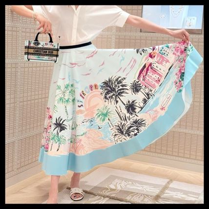 【大人かわいい☆】Roma Dior Souvenir フレア ミディスカート DIOR | フレア ミディスカート ウール・コットン・シルク ブレンド
