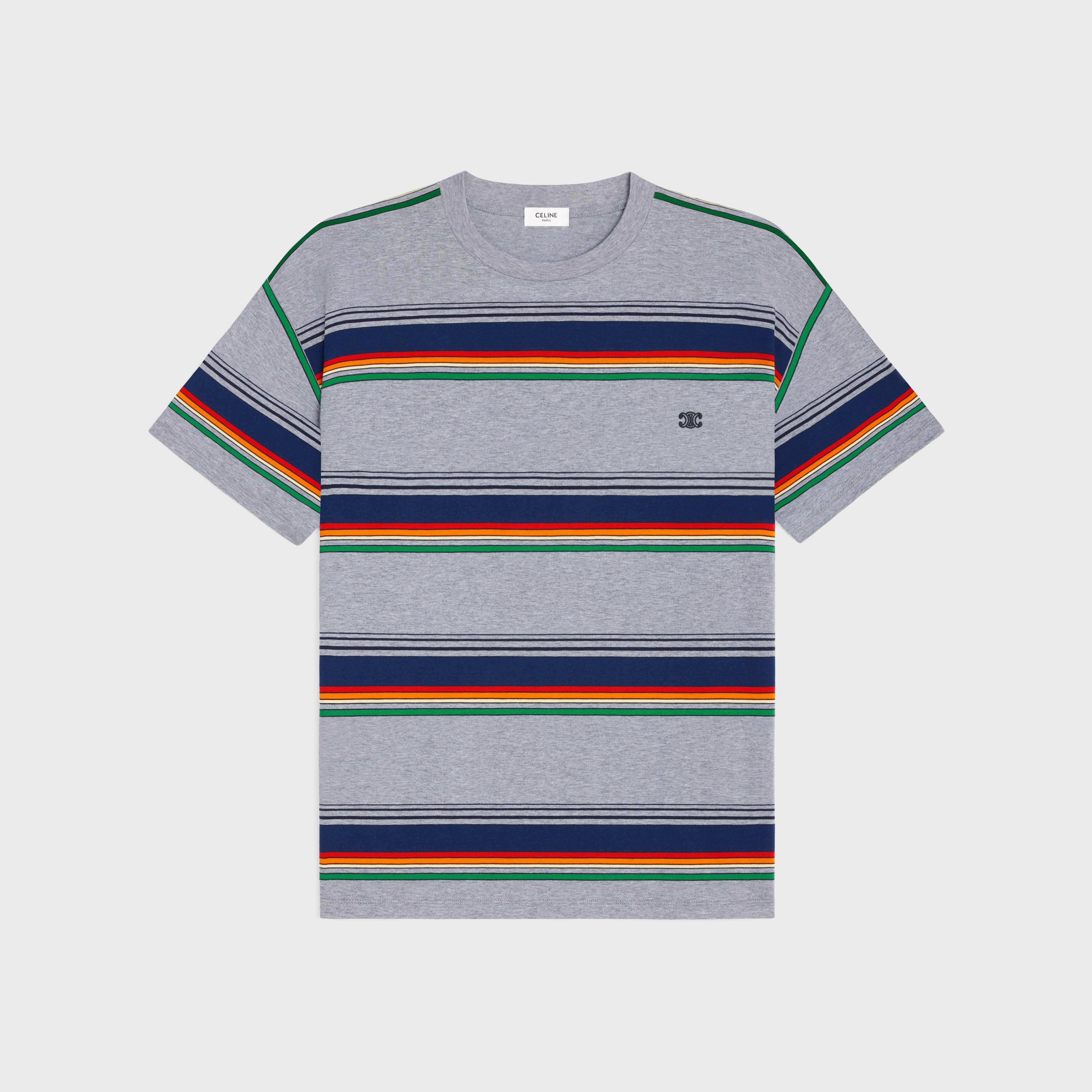 Tシャツ・カットソー CELINE Triomphe loose T-shirt in cotton jersey Rayeur surf