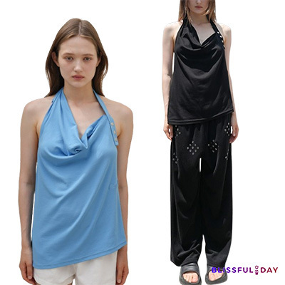Tシャツ・カットソー [PEINTURE] Halter Button Backless Top