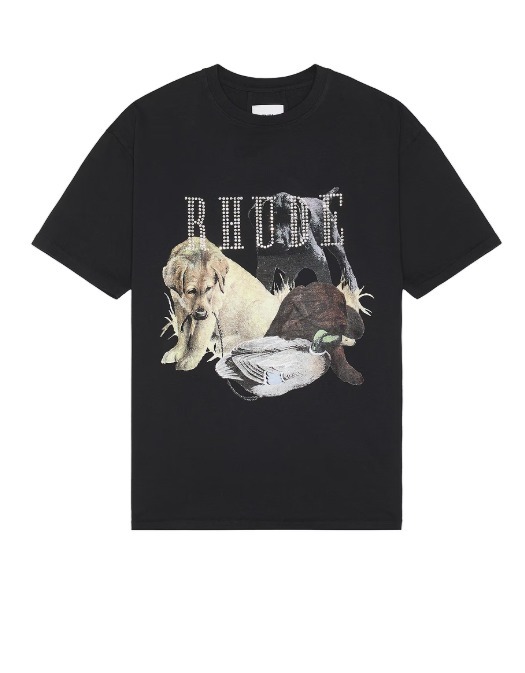 RHUDE ブラック Hunting Dog Tシャツ
