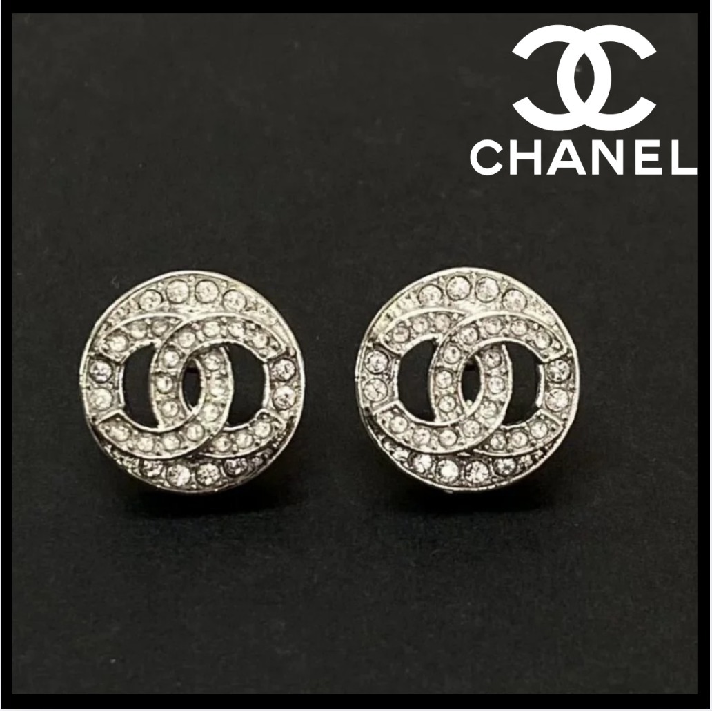【エレガントな♪】CHANEL ピアス メタル & ストラス
