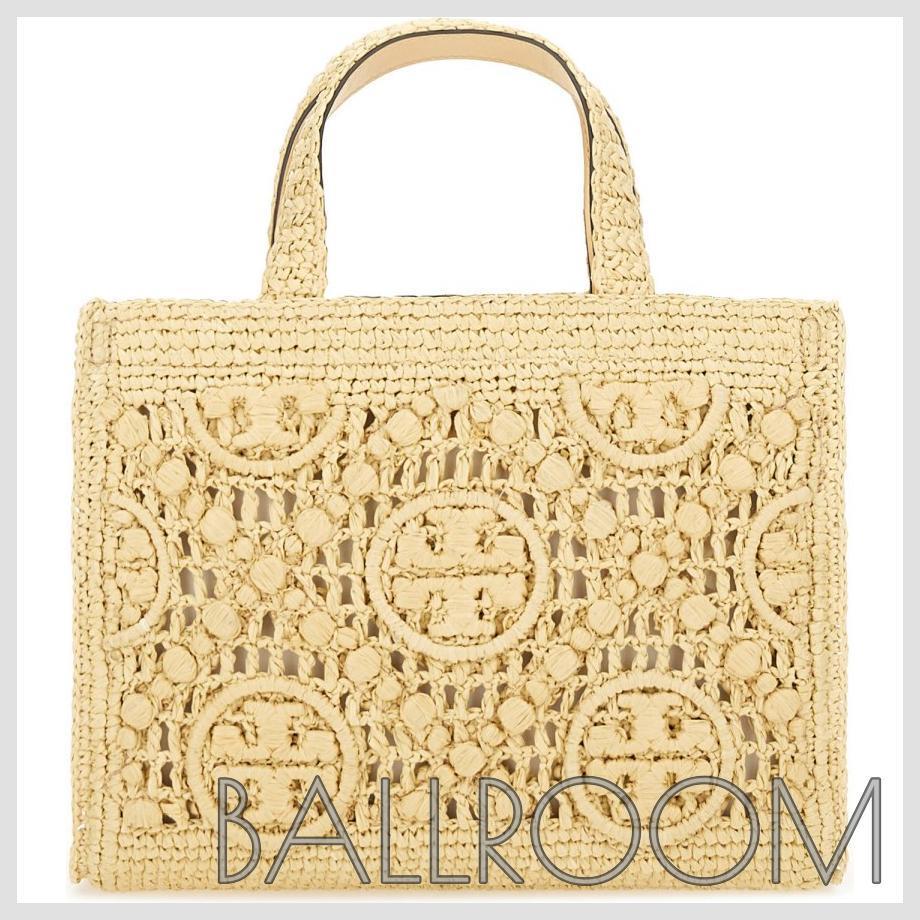 トートバッグ TORY BURCH T MONOGRAM RAFFIA SHOPPING BAG