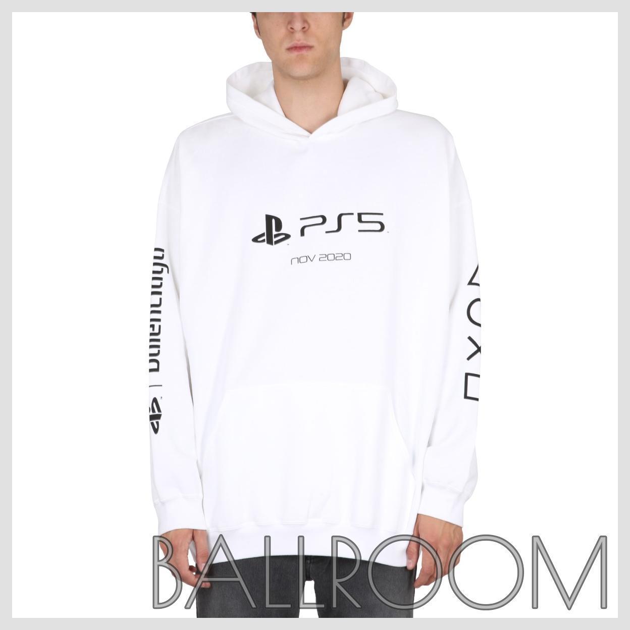 スウェット・トレーナー BALENCIAGA FELPA OVERSIZE IN COTONE CON LOGO PS5