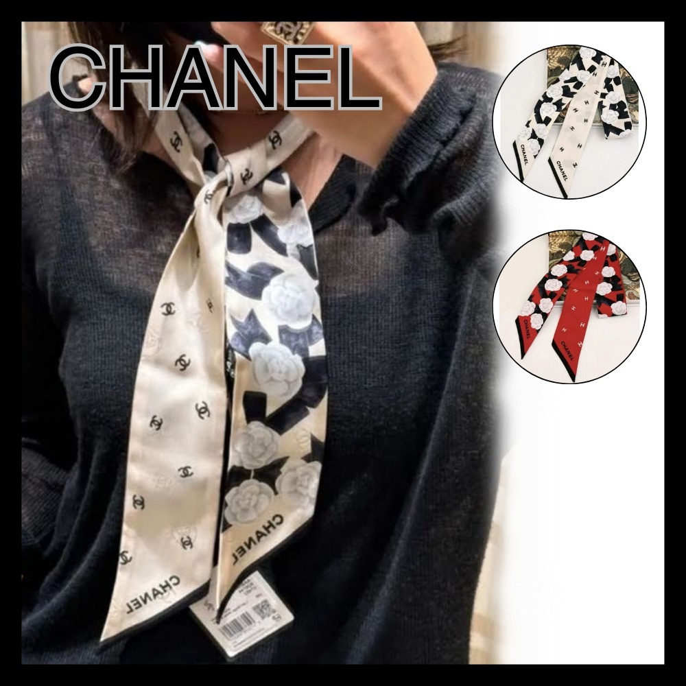【カメリアで華やかに】CHANEL ツイリースカーフ