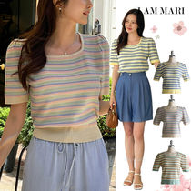 【I AM MARI】Stripe Square Short Sleeve Knit ★