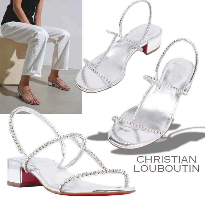 sale★Christian Louboutin『Simple Queenie25』silver sandals