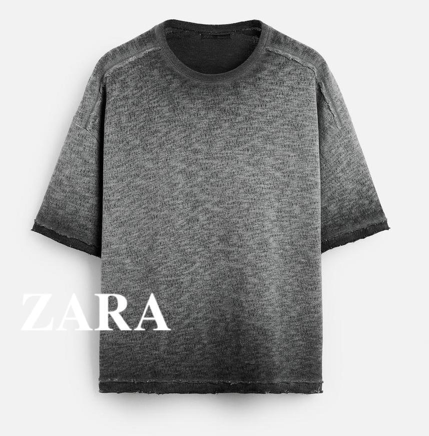 ★ドイツ発*ZARA*新作*フェード加工ニットTシャツ/ANTHRACITE★