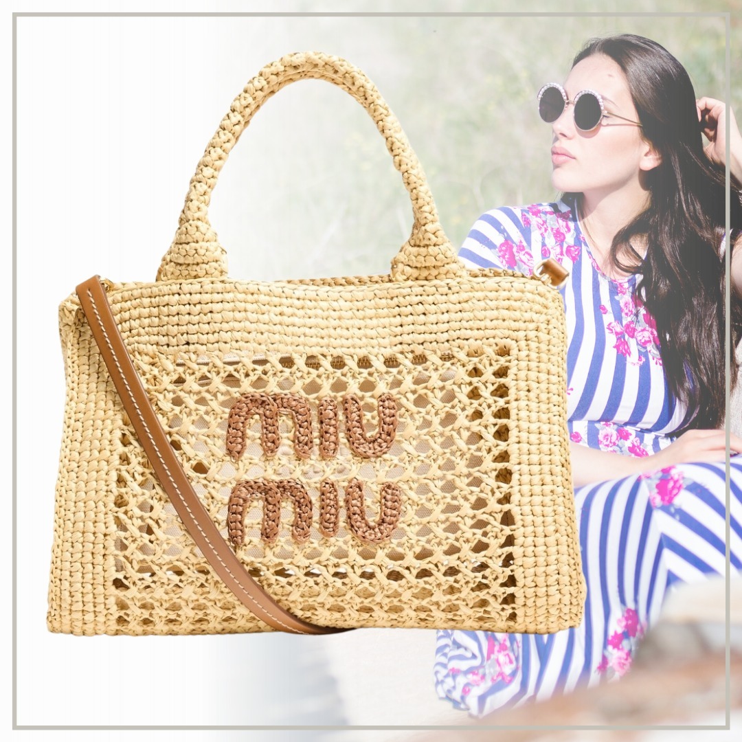 【完売必至】Miu Miu ラフィア ハンドバッグ
