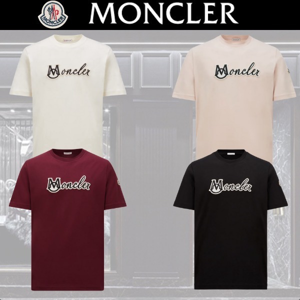 25SS 新作 MONCLER 刺繍入りバーシティロゴコットンTシャツ