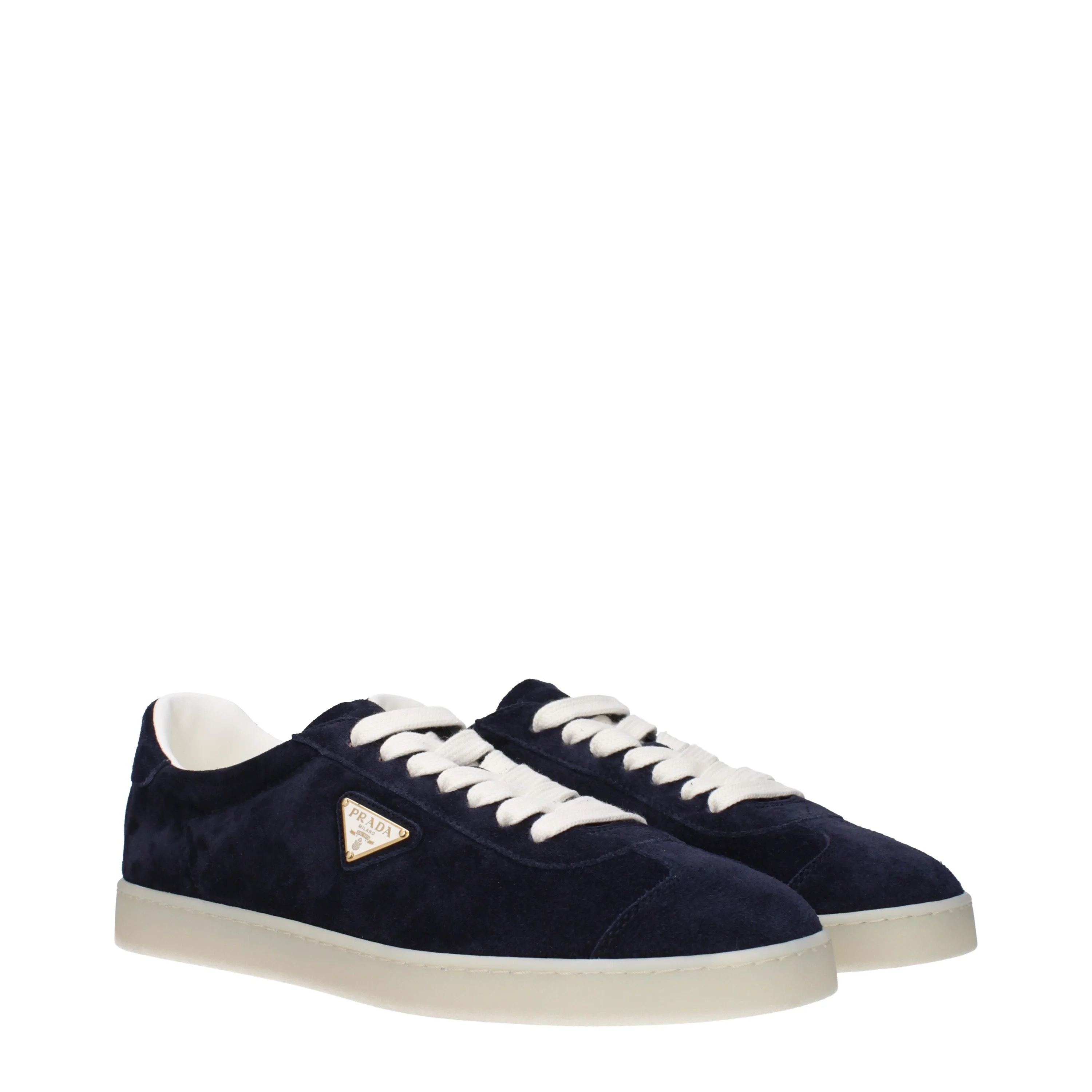 PRADA スエードスニーカー 三角ロゴプレート ネイビー