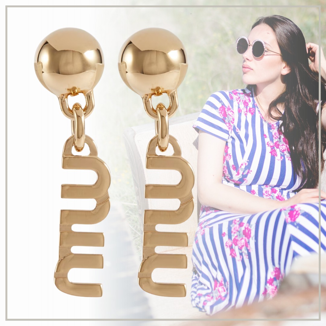 【完売必至】Miu Miu ペンダント ロゴ ピアス