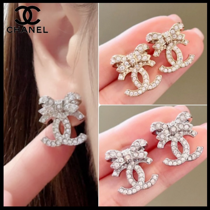 【リボン×CCロゴ煌めく】CHANEL ピアス