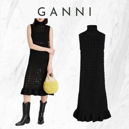 【関税込み】GANNI ブラック ブークレ マキシドレス 楽天市場】GANNI ガニー ワンピース Double Satin String Long