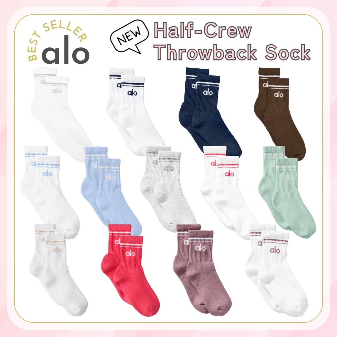 日本未発売 新色【alo Yoga】Half-Crew Throwback Sock 靴下