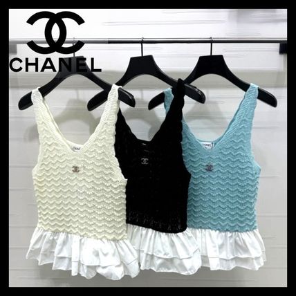 24P 新作♪【CHANEL】肩リボンとパールのCCロゴが可愛いトップス