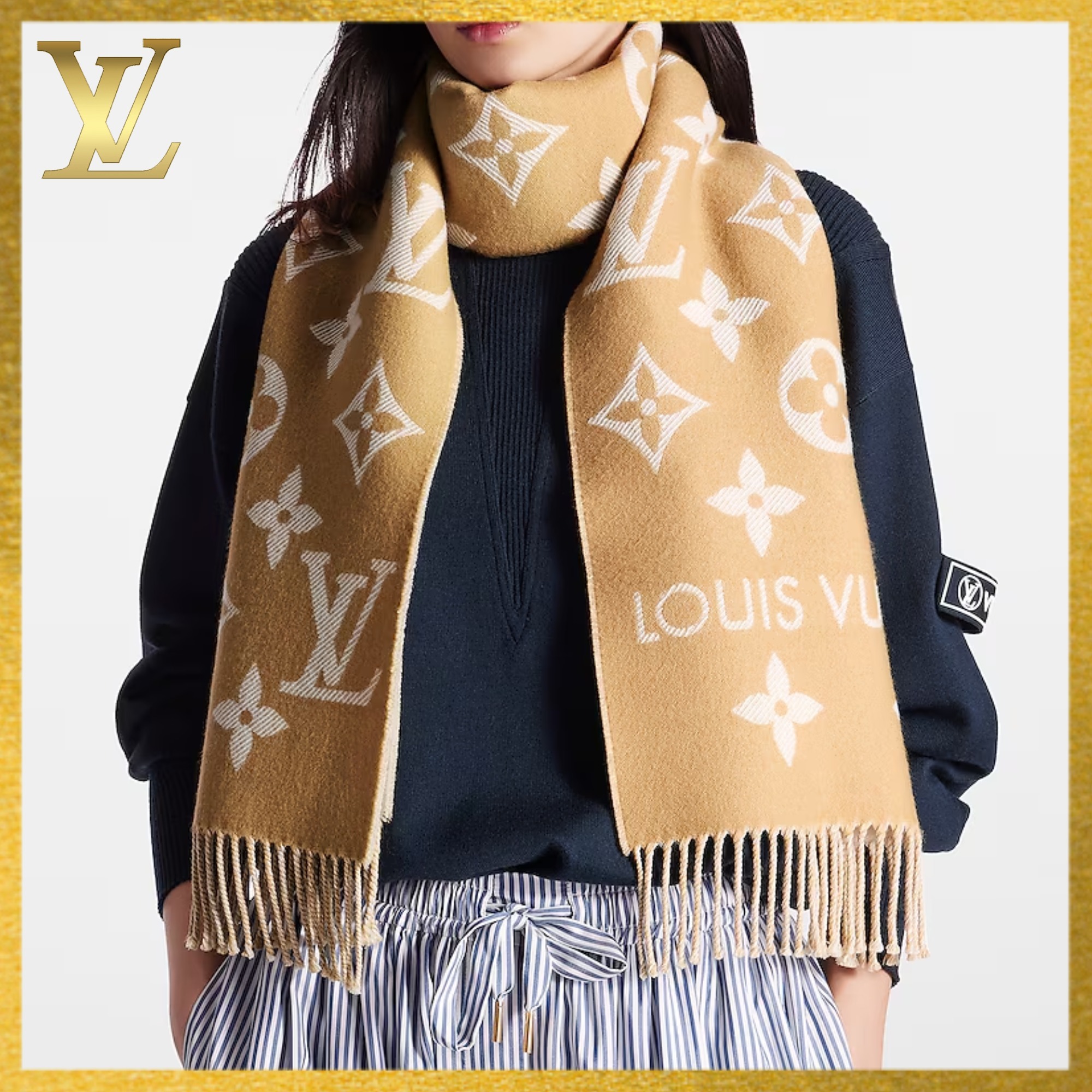 【LOUIS VUITTON】マフラー LV エセンシャル★ウール 100%