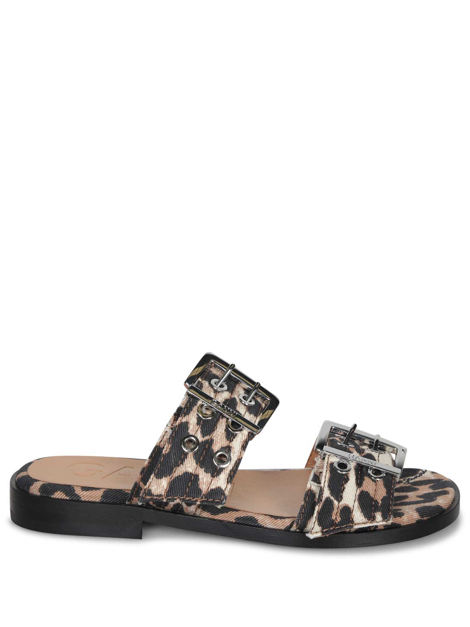 【送料&関税込】Ganni Flats In Animalier Cotton