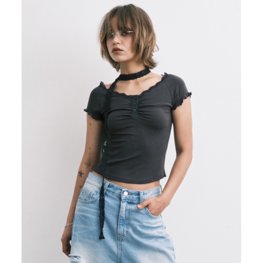 ★MIDNIGHT MOVE★ lace sc t dark grey