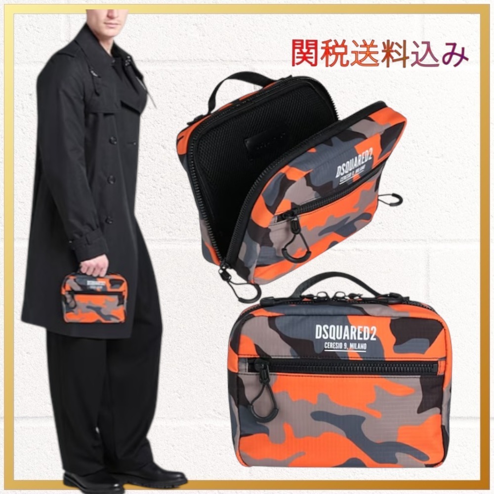 SALE 関税送料込 DSQUARED2 カモフラ柄 ハンドバッグ ポーチ
