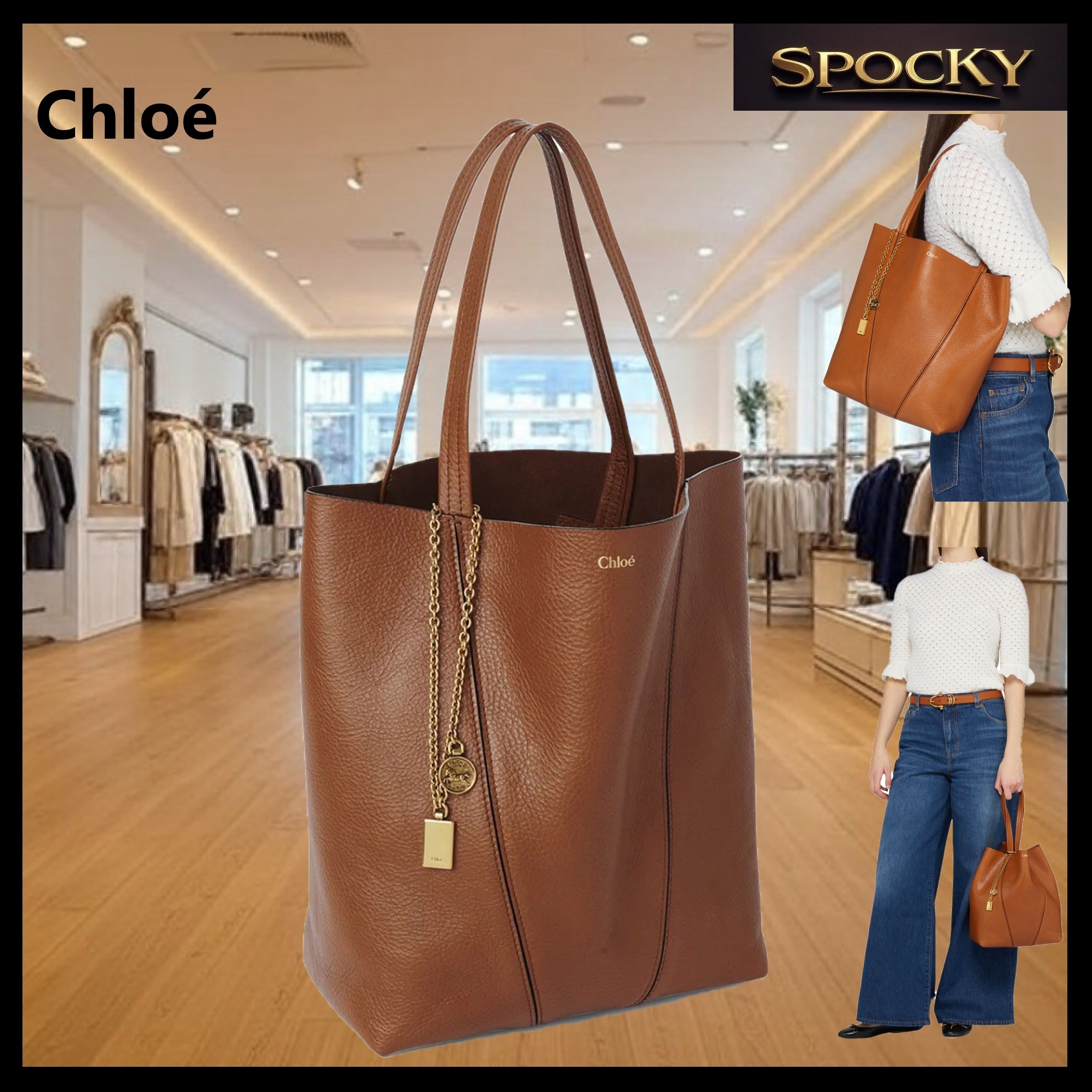 Chloe' クロエ スピン グレインレザー トートバッグ