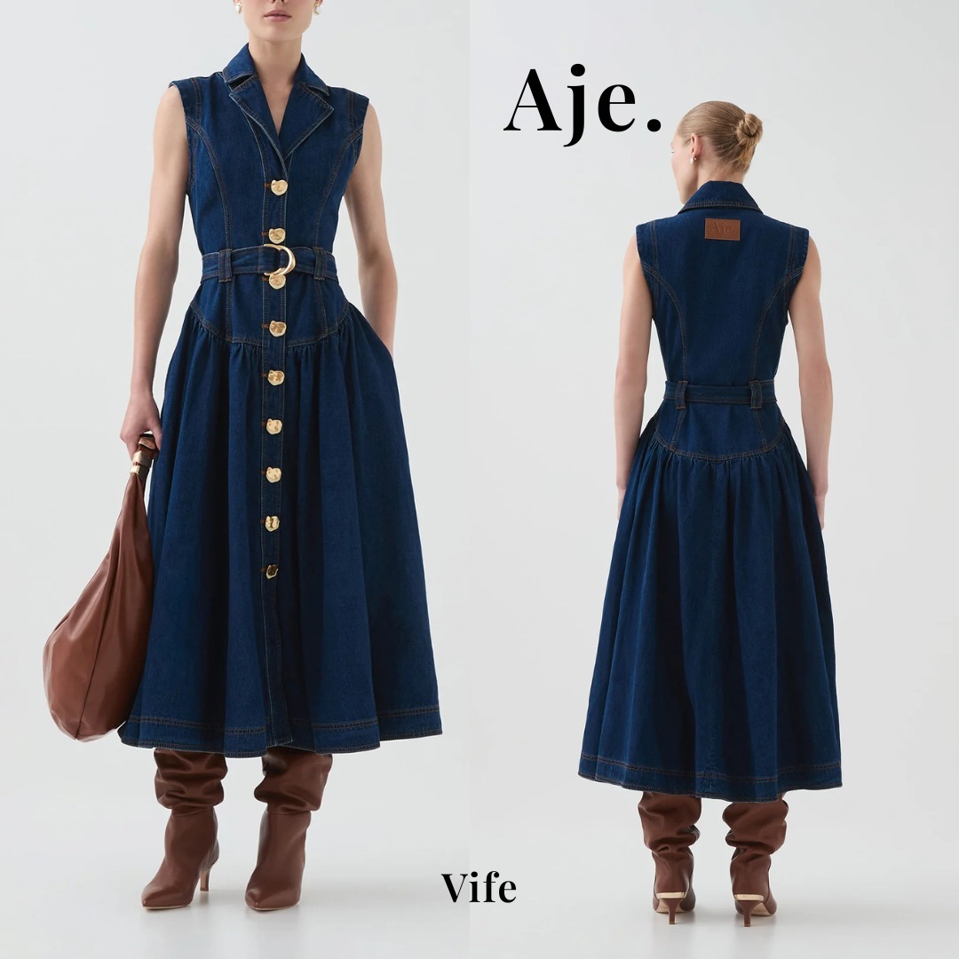 【AJE】Elena Belted Denim Midi Dress《オーストラリア発》