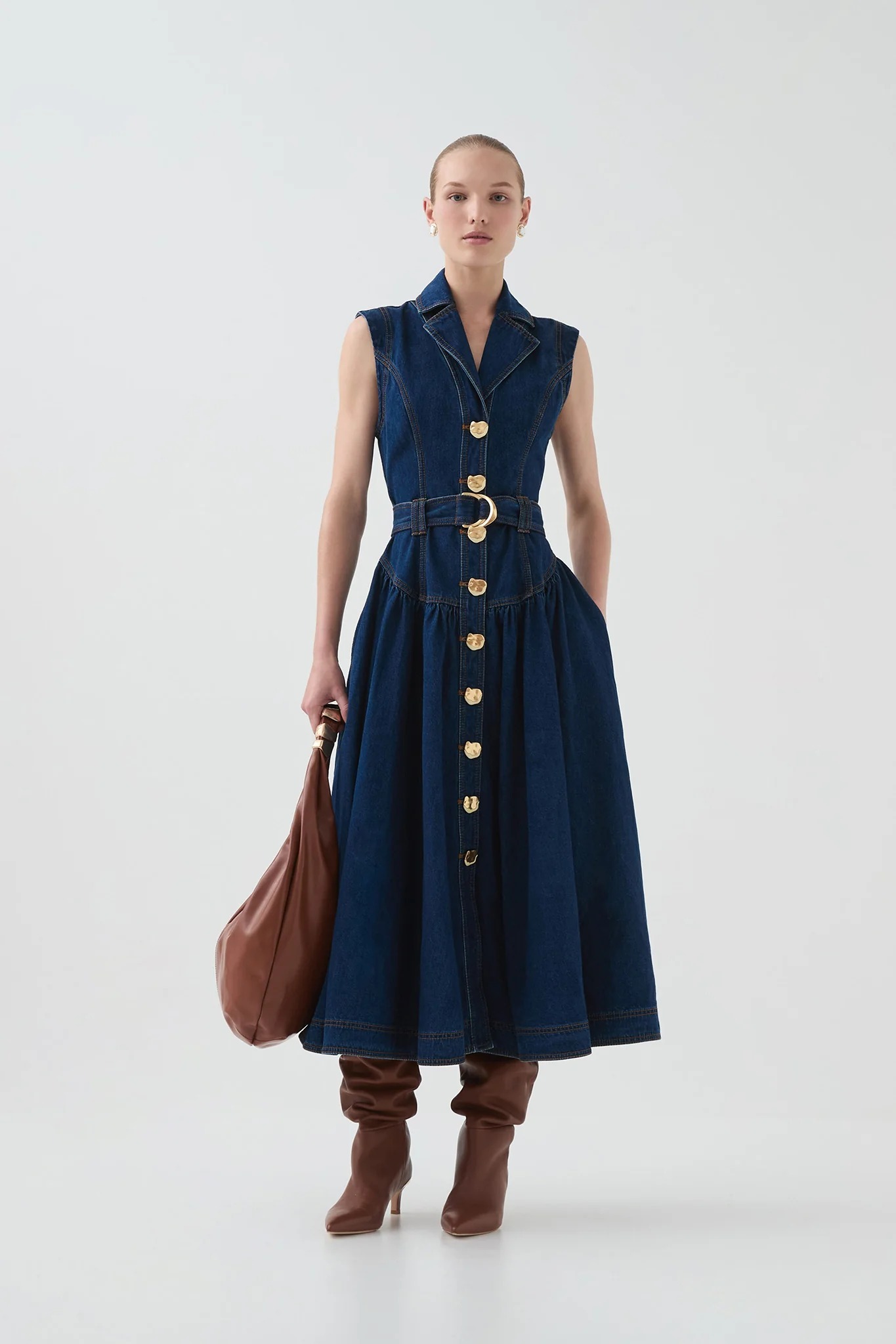 【AJE】Elena Belted Denim Midi Dress《オーストラリア発》