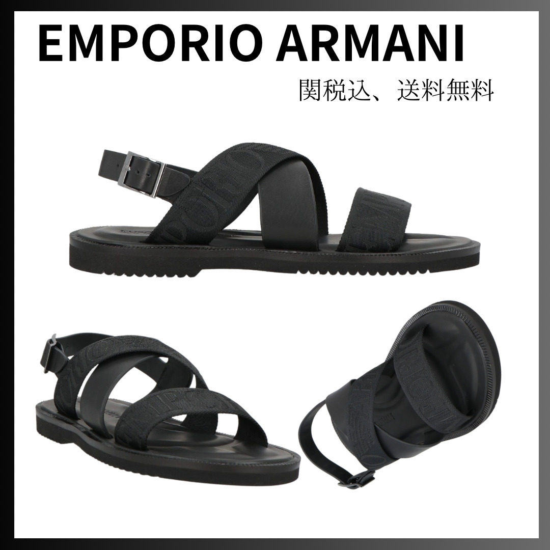 送料関税込み【EMPORIO ARMANI 】ロゴデザイン サンダル