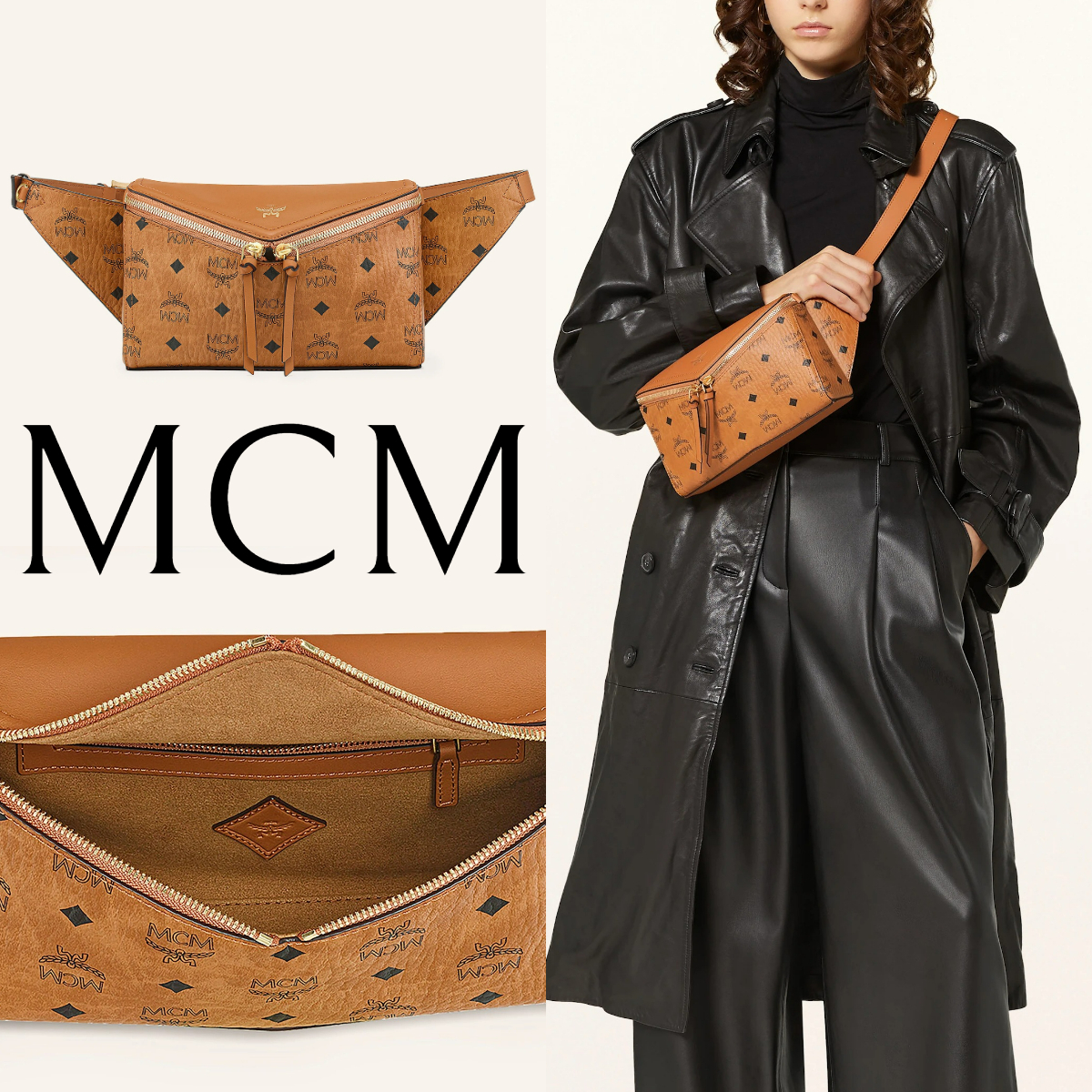 *MCM*ベルトバッグ ダイヤモンド 3D VI ブラウン モノグラム