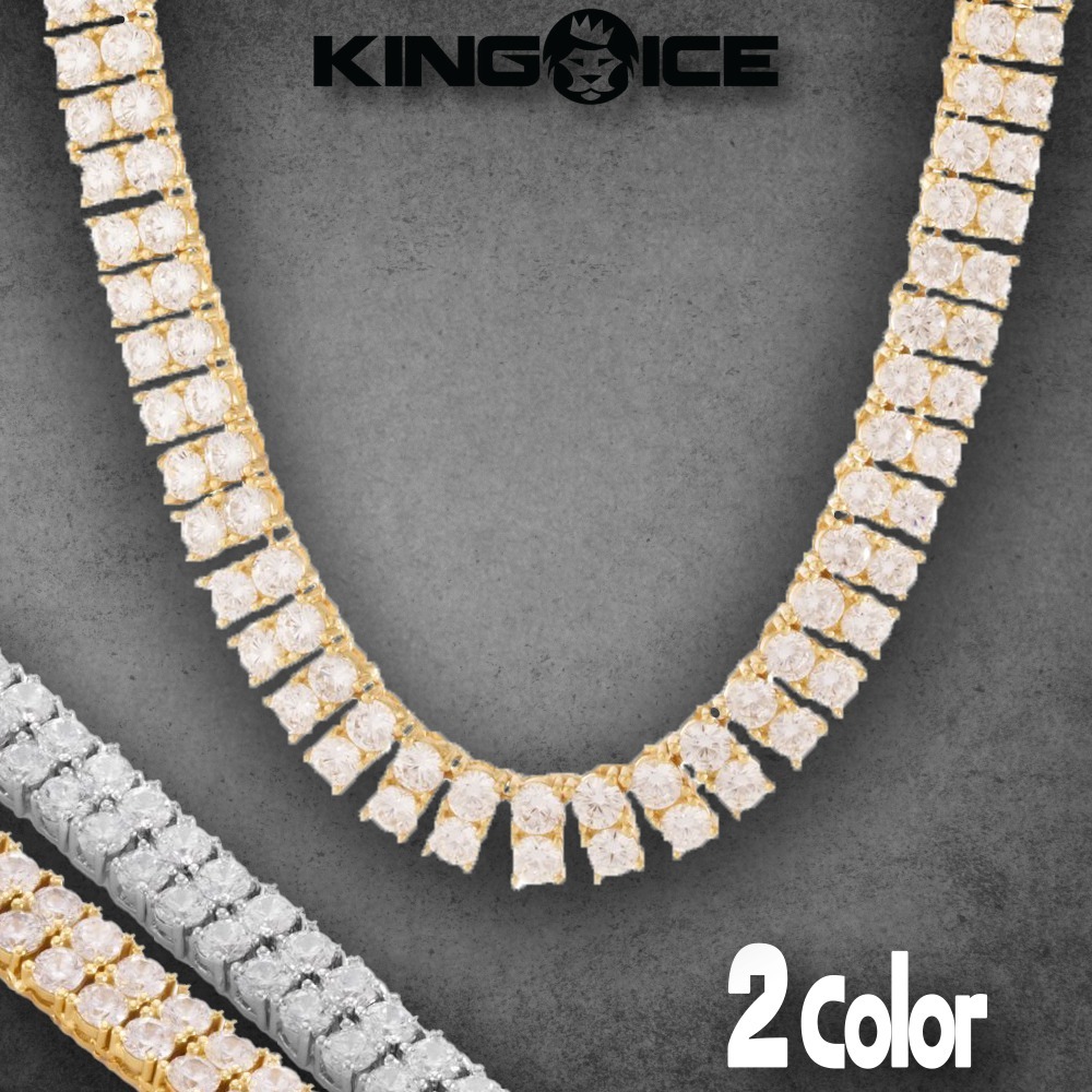 送料関税無料【King Ice】8mm ダブルロウ テニスネックレス