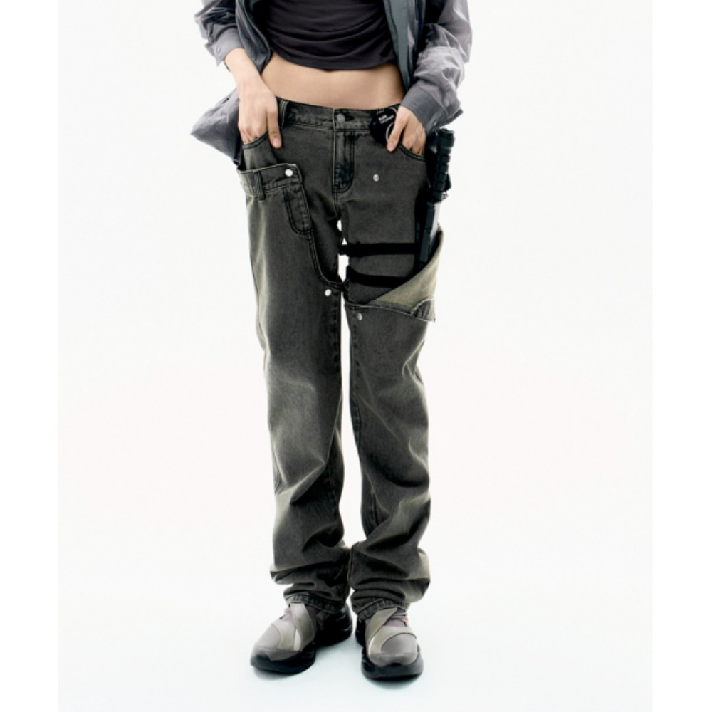 ◆ojos◆ Detachable Button Denim Pants Khaki 25SS-PT01-KK