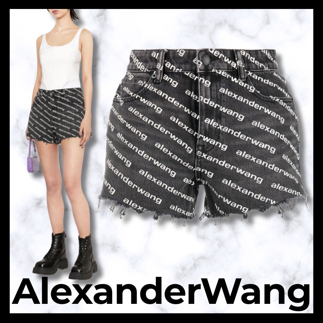 Alexander Wang■エイジドグレーデニムバイトロゴショートパンツ