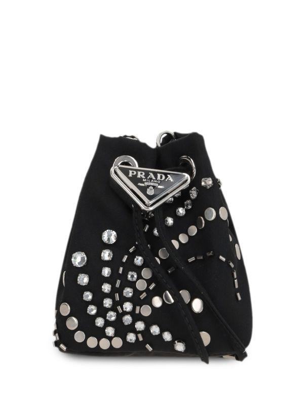 【関税＆送料込み】Prada Logo-AppliquAC Studded Bucket Bag