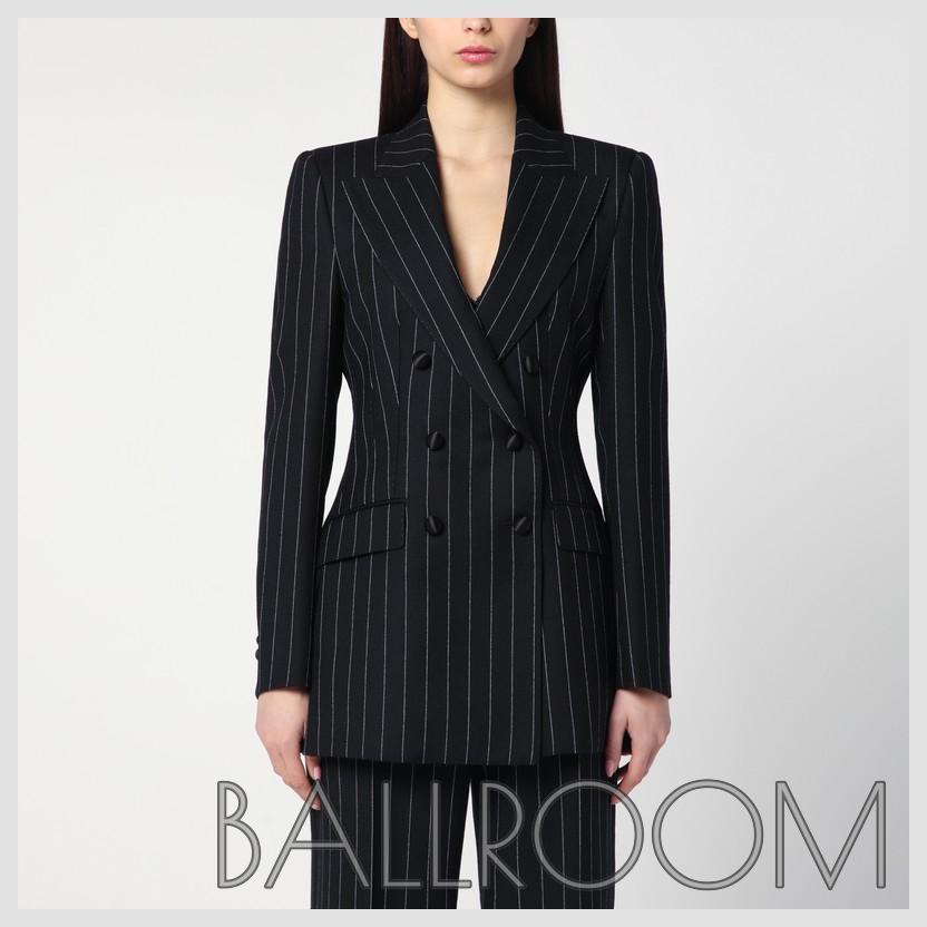 ジャケット DOLCE&GABBANA DOUBLE-BREASTED BLACK PINSTRIPED JACKET