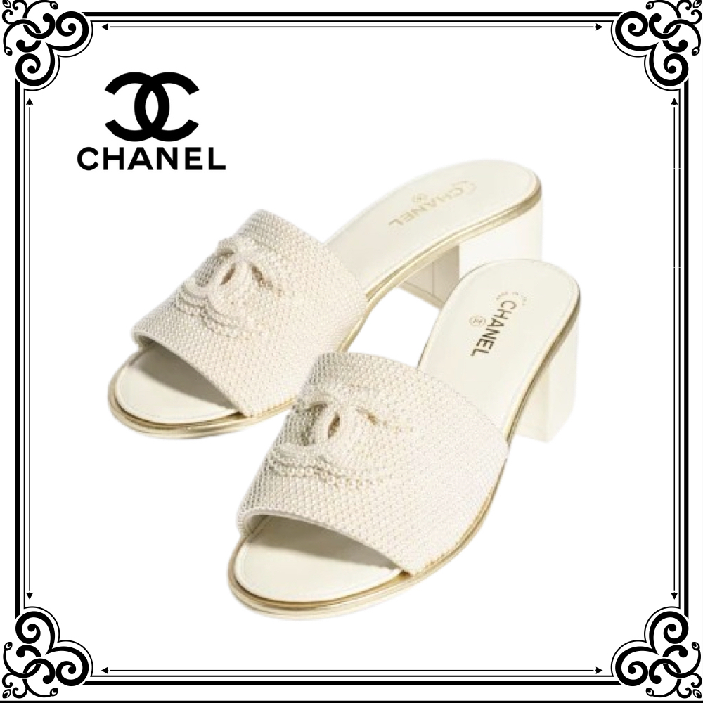 上品なデザインが魅力♪【CHANEL】ニットミュールサンダル
