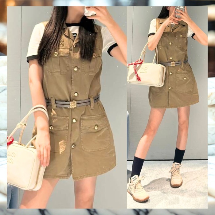 《大人カジュアル》【MiuMiu】コットンサテンドレス