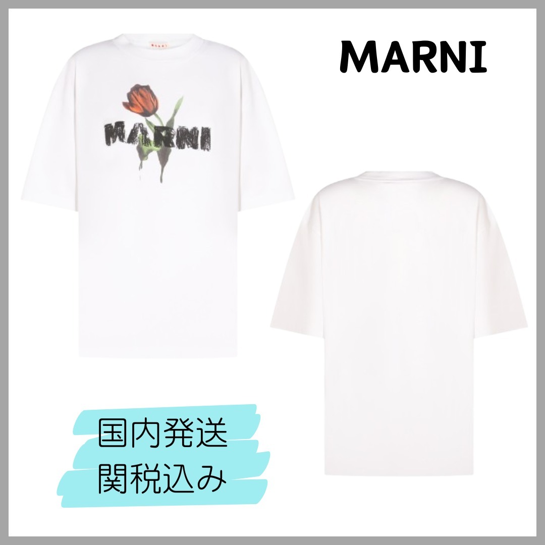 MARNI マルニ WHITE COTTON T-SHIRT 花柄 Tシャツ 半袖 ホワイト