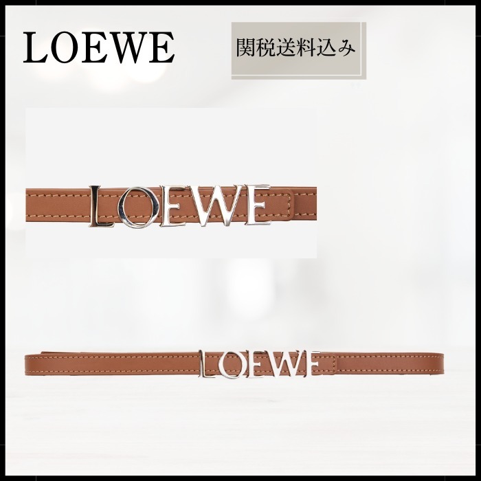 【LOEWE】スムースカーフスキンベルト シルバートーンバックル