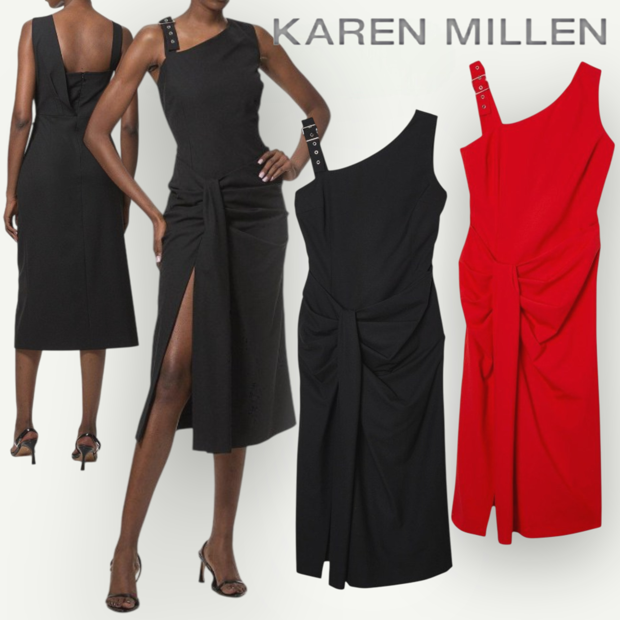 【KAREN MILLEN】テイラード アシンメトリー ストラップ ドレス