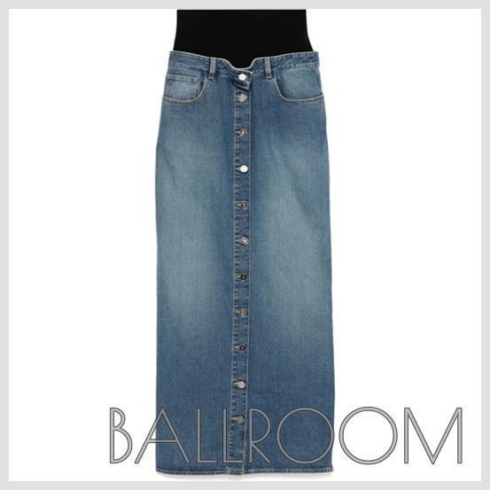 スカート ALAIA DENIM COTTON COLUMN SKIRT