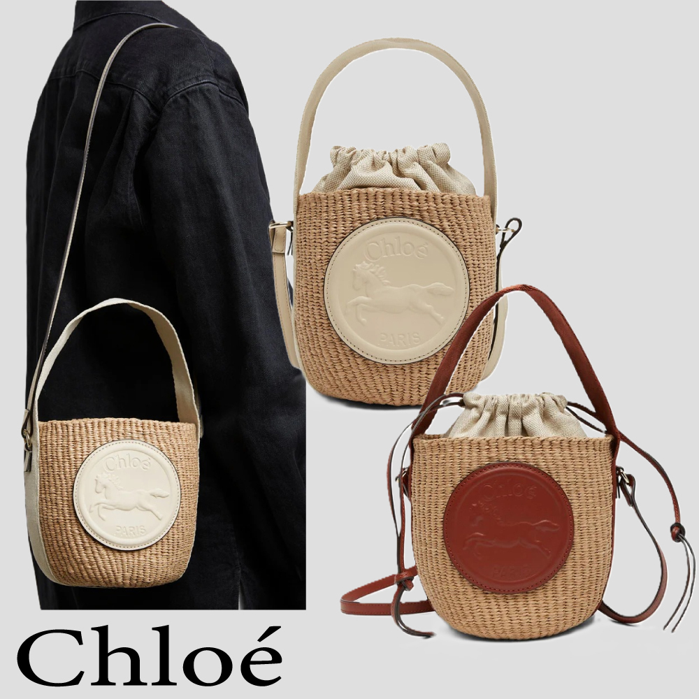 関送料【Chloe】ナチュラルファイバー製Horse Medalバスケット
