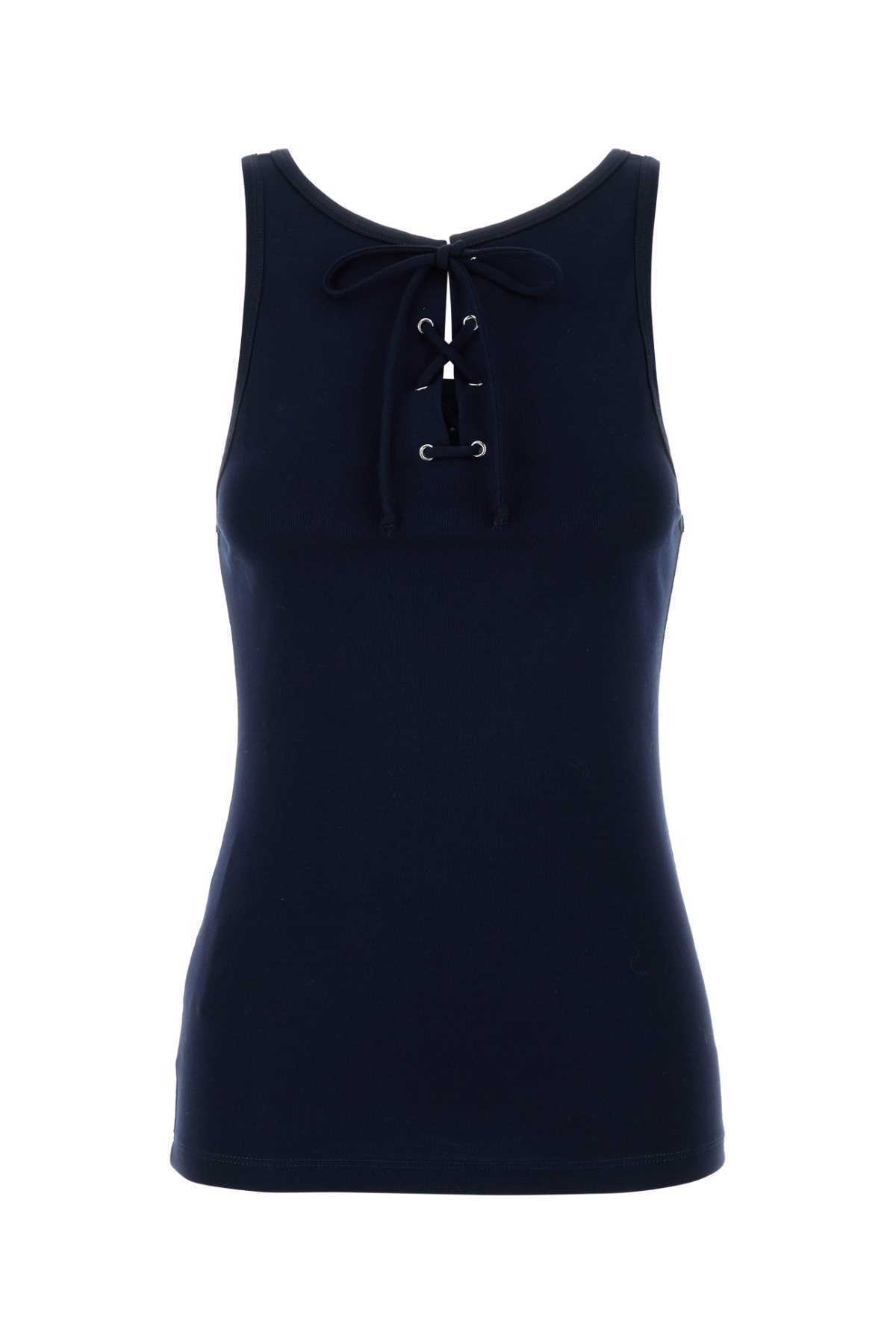 Tシャツ・カットソー PRADA Navy Blue Cotton Tank Top