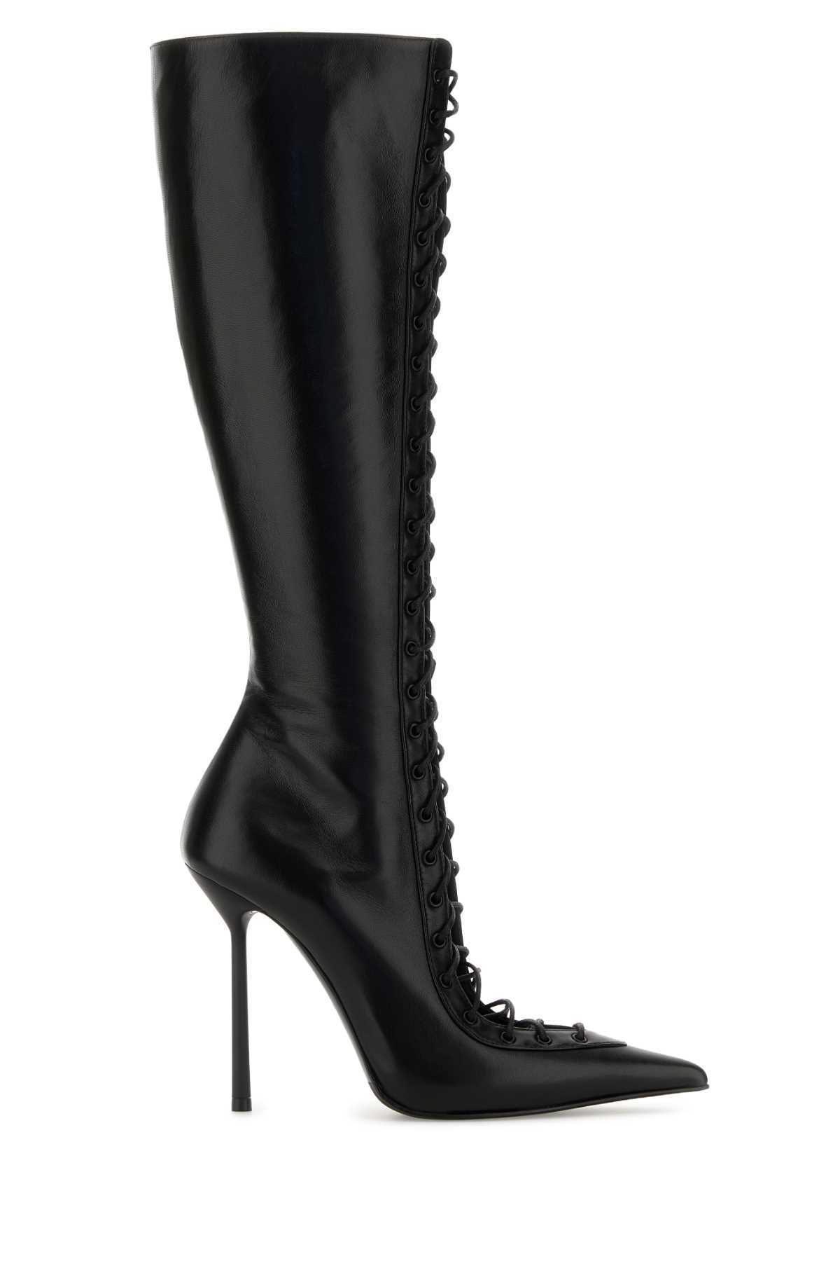 ロングブーツ LE SILLA Black Leather Colette Boots