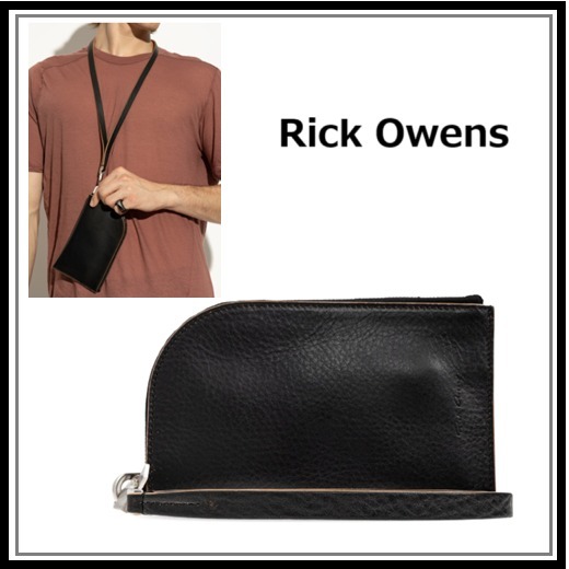 Rick Owens レザー ネックポーチ/ウォレット