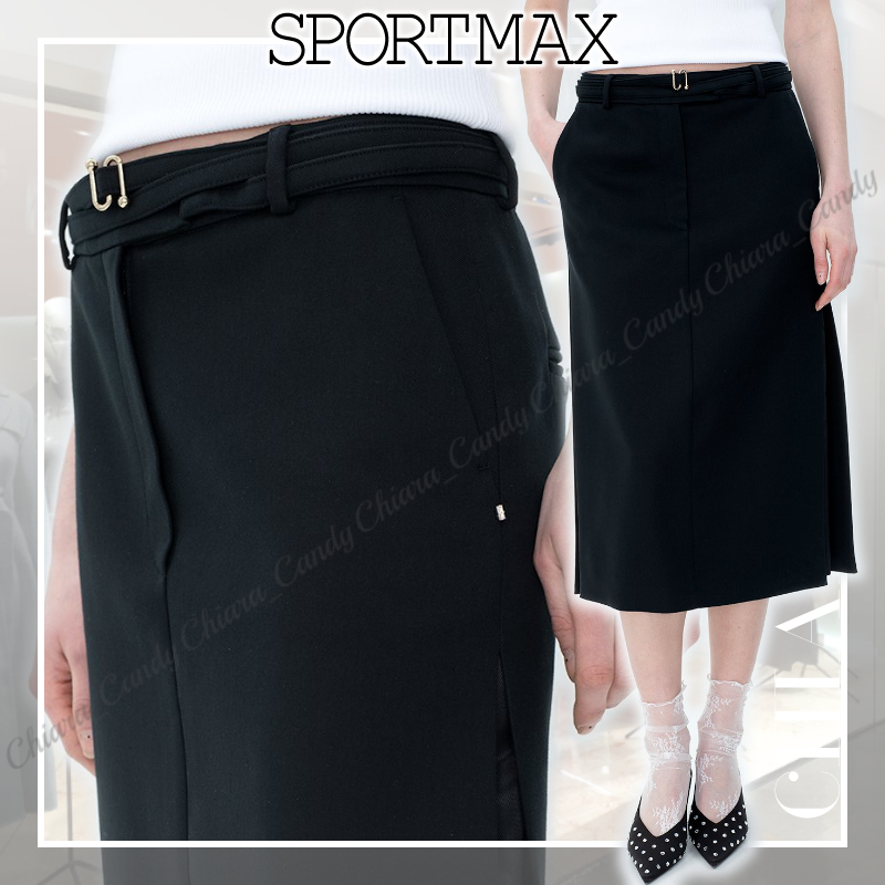 【25SS NEW】SPORTMAX_women / ダブルラップベルト付きスカート