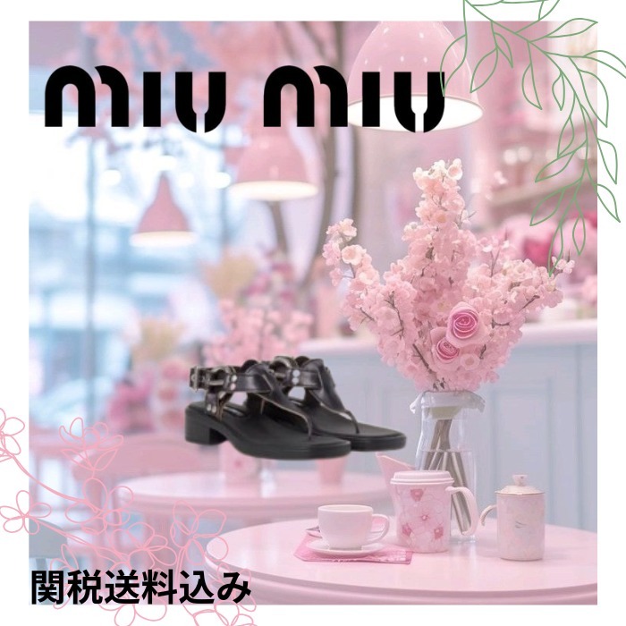 【MIUMIU】 ブリーチドレザー トングサンダル