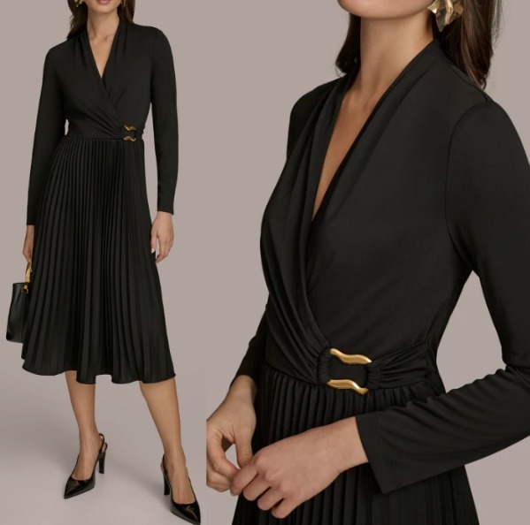 Donna Karan ラップスタイルプリーツワンピース