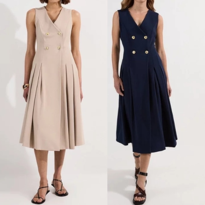 安心追跡【KAREN MILLEN】ストレッチ スリーブレス ミディドレス