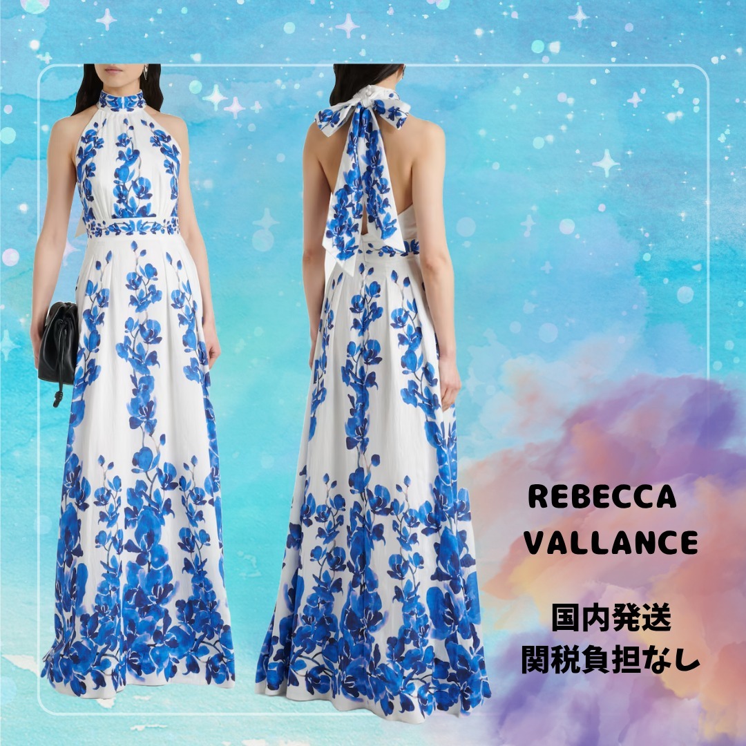 ◆REBECCAVALLANCE◆ オーキッドブルーの花柄マキシドレス