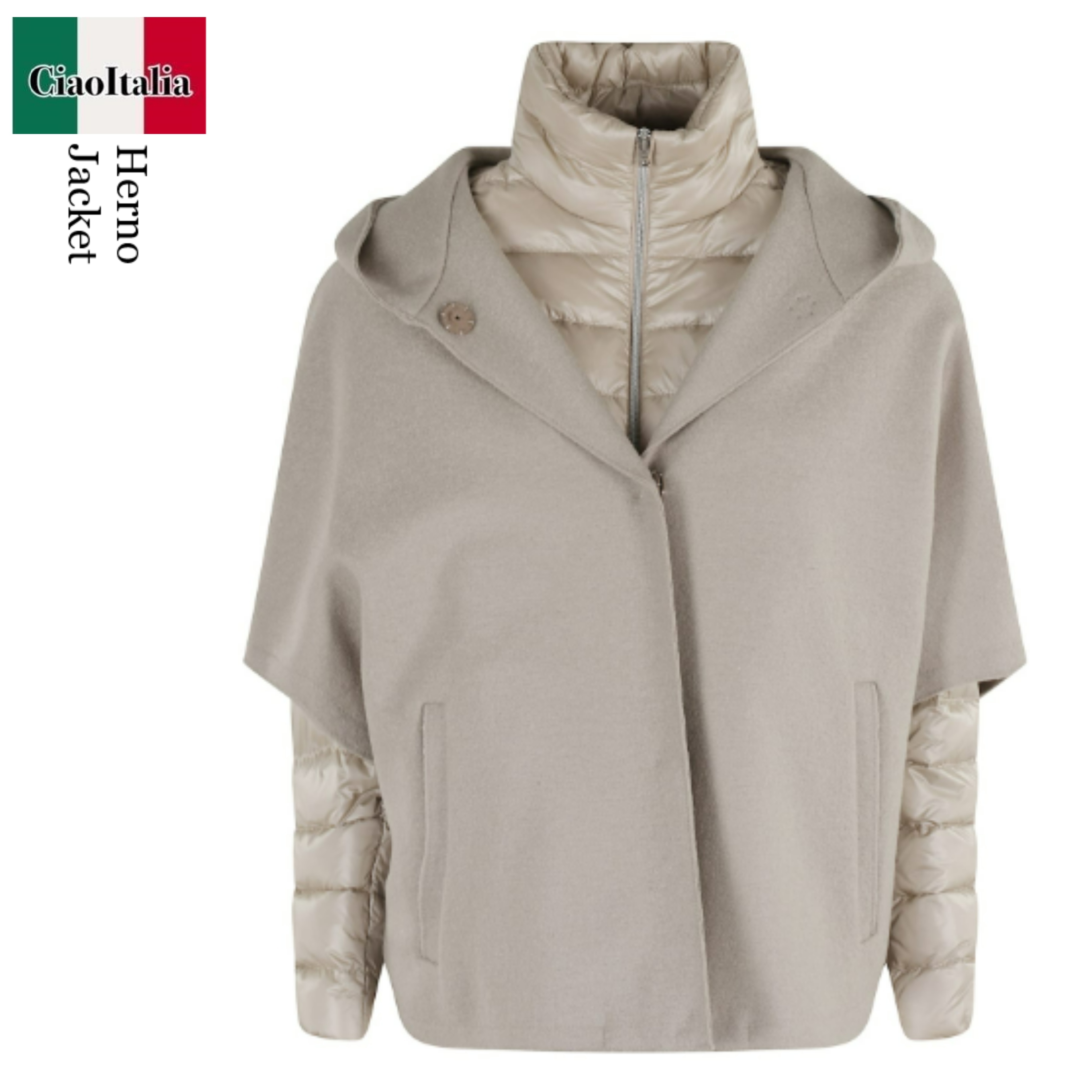 ポンチョ・ケープ Herno Cappa A Maniche Lunghe Collo Alto E Chiusura Cpn Zop.