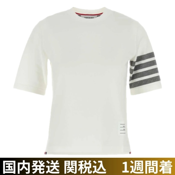 THOM BROWNE/4BAR ストライプ クルーネック ジャージー Tシャツ